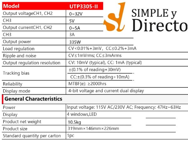 Fuente de alimentación Variable UNI-T UTP3305-II