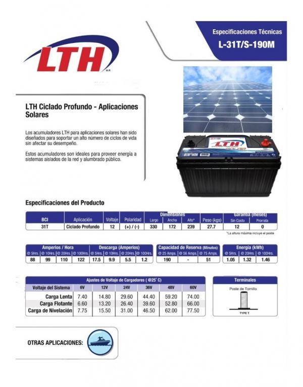 Bateria Solar Ms Battery 12v Tipo Cale Y Lth Solar 120ah