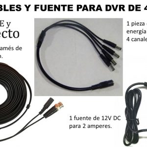 Kit completo de cables y fuentes para 4 cámaras