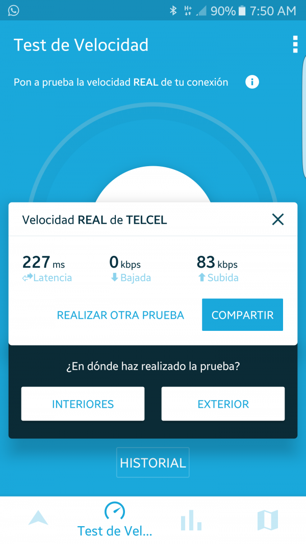 Prueba de Velocidad con Telcel antes de instalar el amplificador