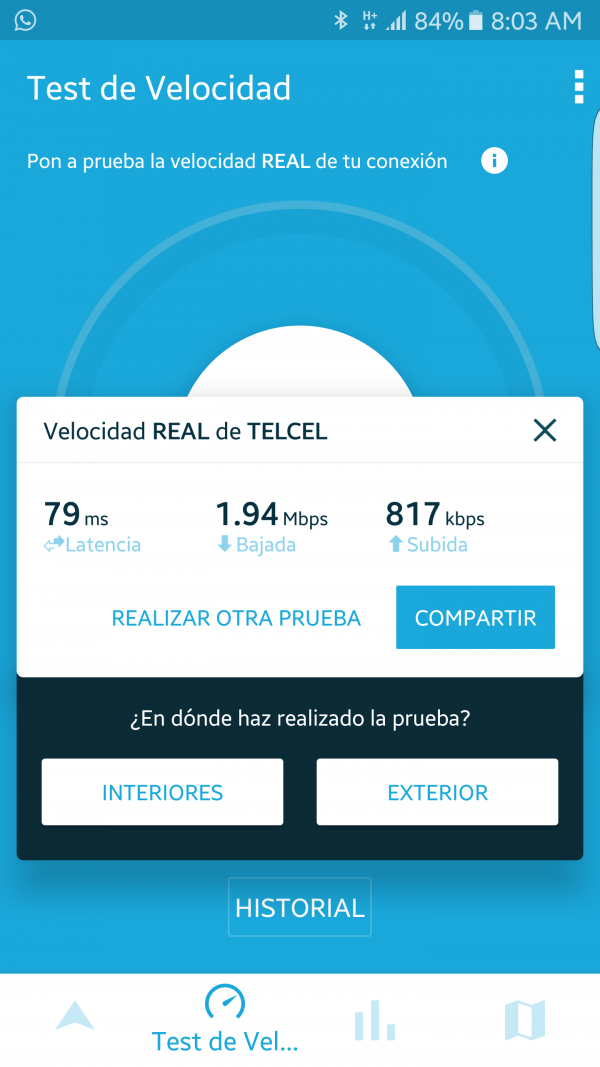 Prueba de velocidad después de instalar el amplificador