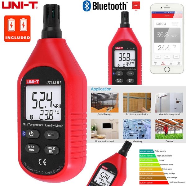 Medidor Temperatura y Humedad Higrometro UT333BT